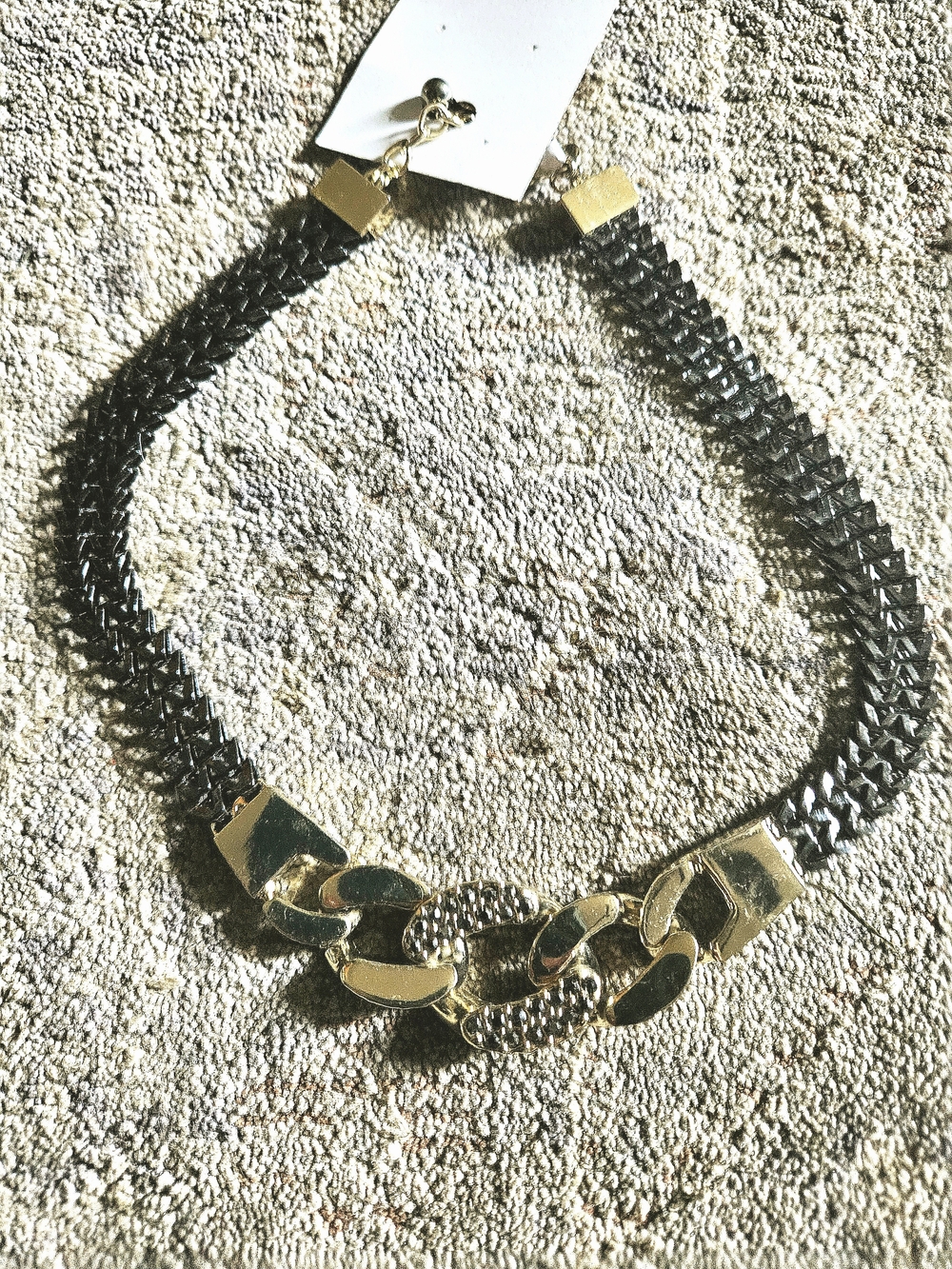 EXPRESS Black & Gold Chain Necklace Like New HEAVY Statement Piece